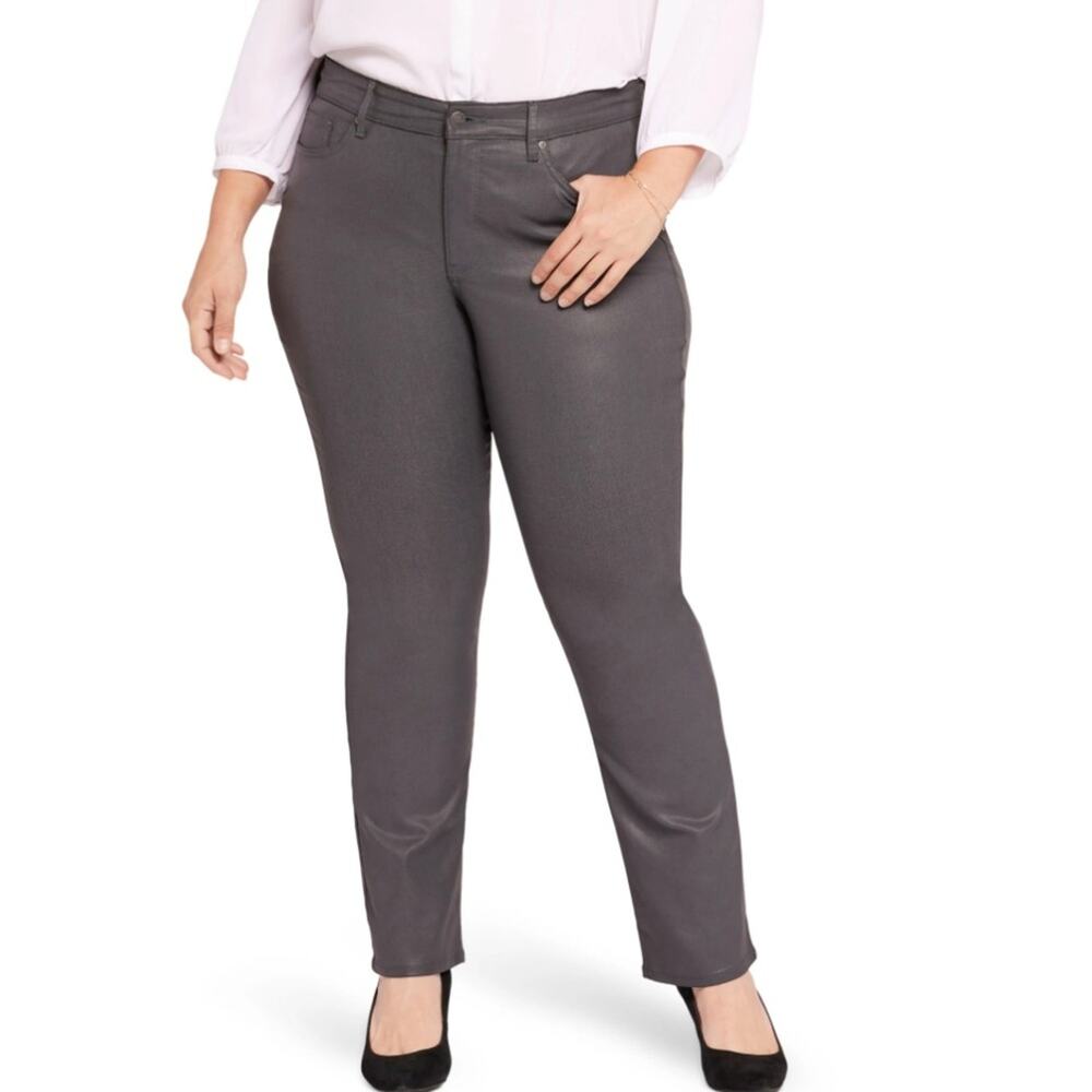 NYDJ Womens 28W Marilyn Uplift Straight Leg Jeans in Overcast Coated Gray NEW